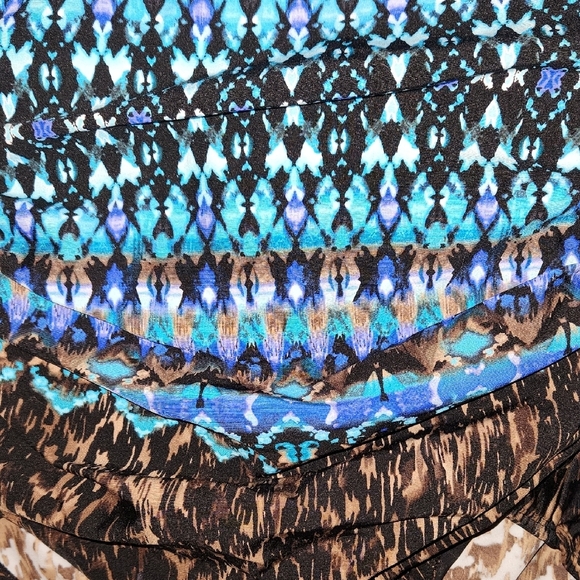 NWT Miraclesuit Blue and Brown Animal Print One-Piece Swimsuit-Size 14 - Picture 3 of 6